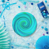Groovy Cooles Abstraktes Aqua Liquid Art Swirl Pappteller (Party)
