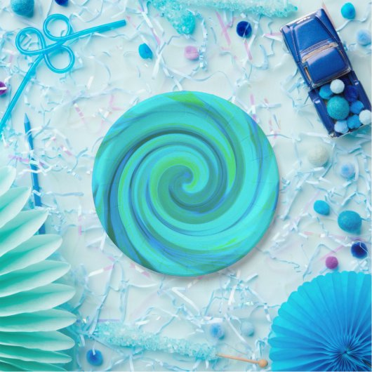 Groovy Cooles Abstraktes Aqua Liquid Art Swirl Pappteller (Party)