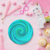 Groovy Cooles Abstraktes Aqua Liquid Art Swirl Pappteller (Party)