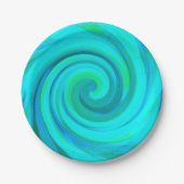 Groovy Cooles Abstraktes Aqua Liquid Art Swirl Pappteller (Vorderseite)