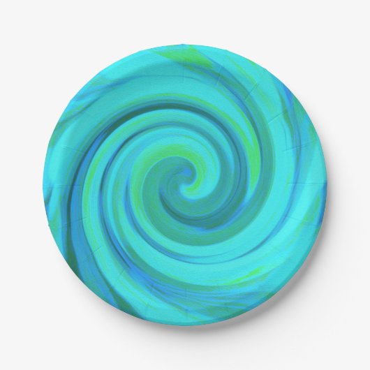 Groovy Cooles Abstraktes Aqua Liquid Art Swirl Pappteller (Vorderseite)