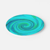Groovy Cooles Abstraktes Aqua Liquid Art Swirl Pappteller (Schrägansicht)