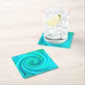 Groovy Cooles Abstraktes Aqua Liquid Art Swirl Rechteckiger Pappuntersetzer (Vor Ort)