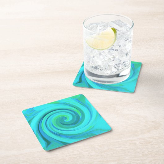 Groovy Cooles Abstraktes Aqua Liquid Art Swirl Rechteckiger Pappuntersetzer (Vor Ort)
