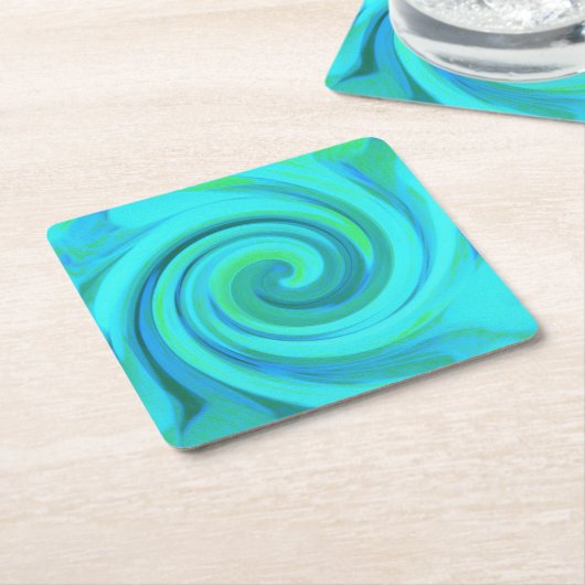 Groovy Cooles Abstraktes Aqua Liquid Art Swirl Rechteckiger Pappuntersetzer (angewinkelt)