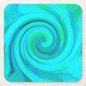 Groovy Cooles Abstraktes Aqua Liquid Art Swirl Rechteckiger Pappuntersetzer (Vorderseite)