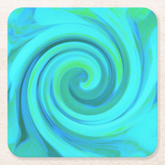 Groovy Cooles Abstraktes Aqua Liquid Art Swirl Rechteckiger Pappuntersetzer (Vorderseite)
