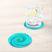 Groovy Cooles Abstraktes Aqua Liquid Art Swirl Runder Pappuntersetzer (Vor Ort)