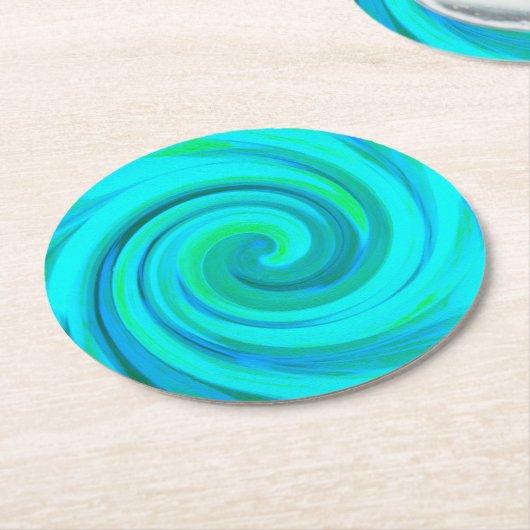 Groovy Cooles Abstraktes Aqua Liquid Art Swirl Runder Pappuntersetzer (Angewinkelt)