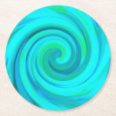 Groovy Cooles Abstraktes Aqua Liquid Art Swirl Runder Pappuntersetzer (Vorderseite)