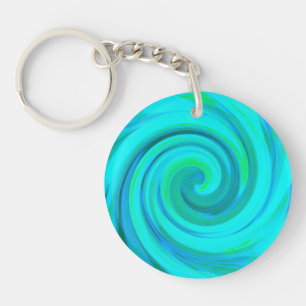 Groovy Cooles Abstraktes Aqua Liquid Art Swirl Schlüsselanhänger