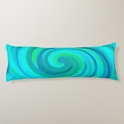 Groovy Cooles Abstraktes Aqua Liquid Art Swirl Seitenschläferkissen (Rückseite)