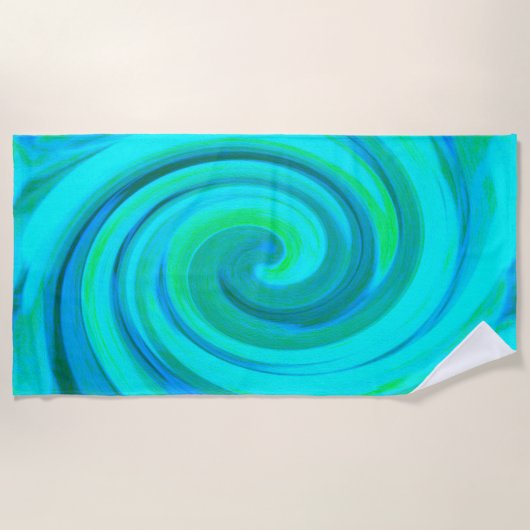Groovy Cooles Abstraktes Aqua Liquid Art Swirl Strandtuch (Vorderseite)