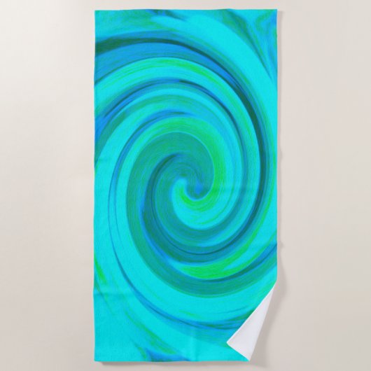 Groovy Cooles Abstraktes Aqua Liquid Art Swirl Strandtuch (Vorderseite)