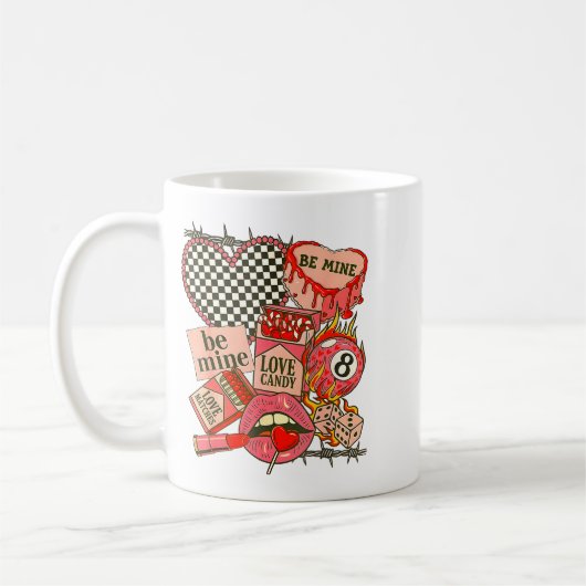 Groovy Coquette Western Valentines Day Collage Cli Kaffeetasse (Links)