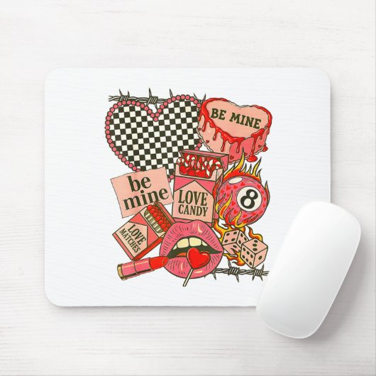 Groovy Coquette Western Valentines Day Collage Cli Mousepad (Mit Mouse)