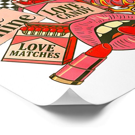 Groovy Coquette Western Valentines Day Collage Cli Poster (Ecke)