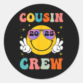 Groovy Cousin Crew 2025 Sommerferien Strand Fami Runder Aufkleber (Vorderseite)