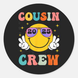 Groovy Cousin Crew 2025 Sommerferien Strand Fami Runder Aufkleber