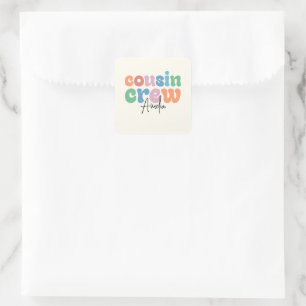 Groovy Cousin Crew Personalisiert Quadratischer Aufkleber