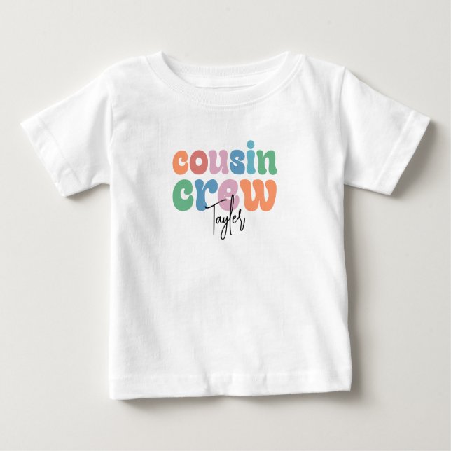 Groovy Cousin Crew Personalized Baby T-shirt (Vorderseite)