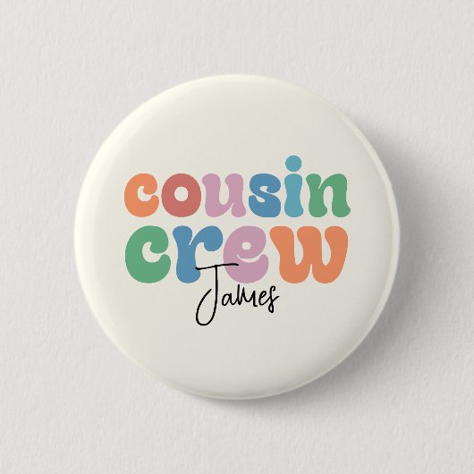 Groovy Cousin Crew Personalized Button (Vorderseite)
