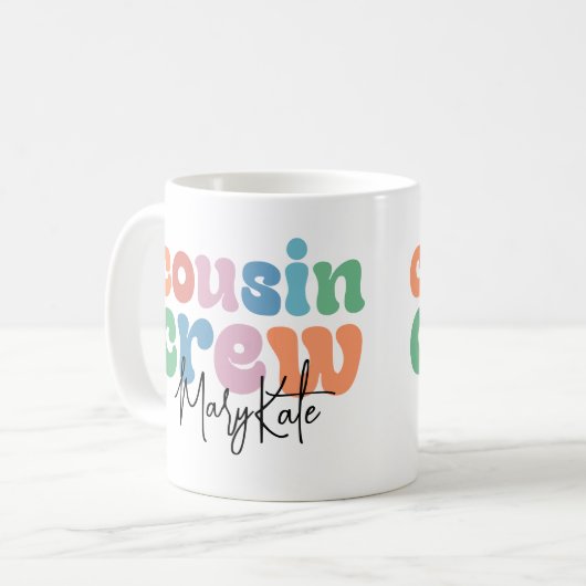 Groovy Cousin Crew Personalized Kaffeetasse (Vorderseite Links)