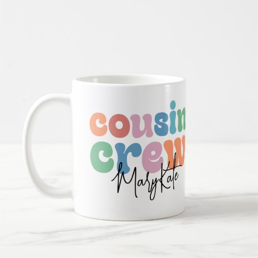 Groovy Cousin Crew Personalized Kaffeetasse (Links)
