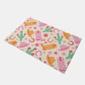 Groovy Cowgirl Stiefel and Hats Muster mit Cactus Fußmatte (Schrägansicht)