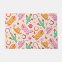 Groovy Cowgirl Stiefel and Hats Muster mit Cactus