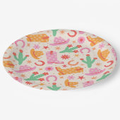 Groovy Cowgirl Stiefel and Hats Muster mit Cactus Pappteller (Schrägansicht)