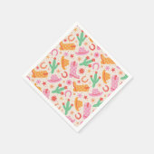 Groovy Cowgirl Stiefel and Hats Muster mit Cactus Serviette (Ecke)