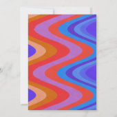 Groovy Curvy Lines Unique Retro Blue Red Wedding Einladung (Rückseite)