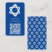 Groovy Custom QR CODE Bar Bat Mitzvah Blue Stars Begleitkarte (Vorne/Hinten)