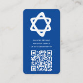 Groovy Custom QR CODE Bar Bat Mitzvah Blue Stars Begleitkarte (Vorderseite)