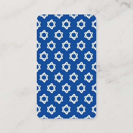 Groovy Custom QR CODE Bar Bat Mitzvah Blue Stars Begleitkarte (Rückseite)