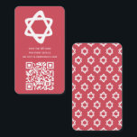 Groovy Custom QR CODE Bar Bat Mitzvah Pink Stars Begleitkarte<br><div class="desc">Perfekte Einschließkarte für eine Mitzvah-Einladung von Bar oder Fledermäusen! Handgemachte Kunst für Sie mit einem Stern von David und Muster auf der Rückseite! Vollständig anpassbar! Klicken Sie auf "Personalisieren" oben, um den Text zu bearbeiten. Klicken Sie auf "Bearbeiten mit dem Design-Tool", um die Schriftart, Farben und Platzierungen anzupassen und das...</div>