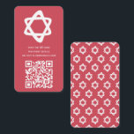Groovy Custom QR CODE Bar Bat Mitzvah Pink Stars Begleitkarte<br><div class="desc">Perfekte Einschließkarte für eine Mitzvah-Einladung von Bar oder Fledermäusen! Handgemachte Kunst für Sie mit einem Stern von David und Muster auf der Rückseite! Vollständig anpassbar! Klicken Sie auf "Personalisieren" oben, um den Text zu bearbeiten. Klicken Sie auf "Bearbeiten mit dem Design-Tool", um die Schriftart, Farben und Platzierungen anzupassen und das...</div>