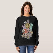 Groovy Cute Easter Bunny Smile Face Happy Easter D Sweatshirt (Vorne ganz)