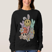 Groovy Cute Easter Bunny Smile Face Happy Easter D Sweatshirt (Vorderseite)