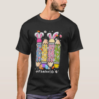 Groovy Cute Lehrer Leben Bleistift Mit Hasenohren  T-Shirt