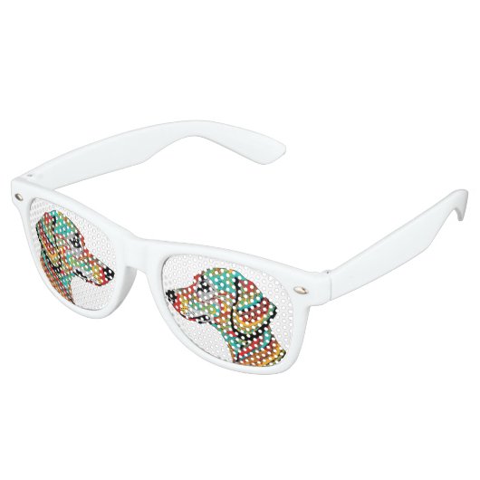 Groovy Dackel Farbige Dackel Hund Cool Partybrille (Schrägansicht)