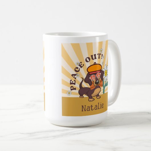 Groovy Dackel | Frieden Kaffeetasse (VorderseiteRechts)