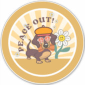 Groovy Dackel | Peace Out Custom Cutting Aufkleber (Vorderseite)