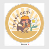 Groovy Dackel | Peace Out Custom Cutting Aufkleber (Blatt)