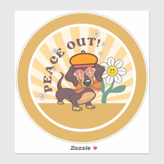 Groovy Dackel | Peace Out Custom Cutting Aufkleber (Blatt)