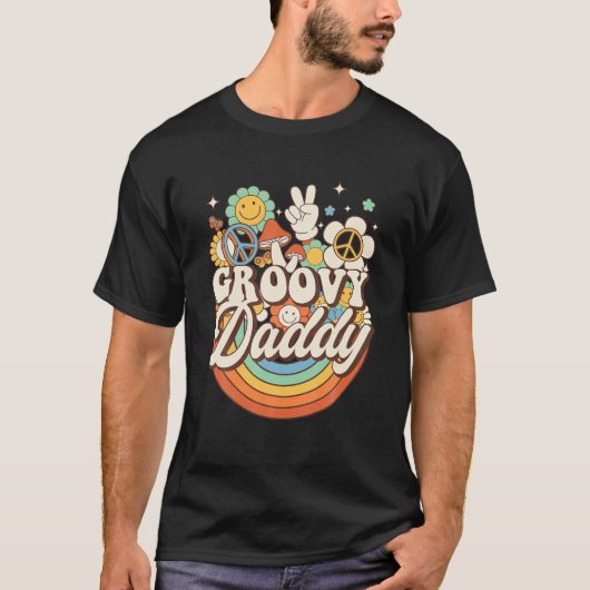 Groovy Daddy Hippie Mushroom Peace Retro 60er 70er T-Shirt (Vorderseite)