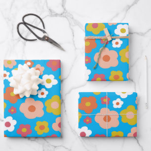 Groovy Daisies Blumenbäume Geburtstagsbaby Geschenkpapier Set