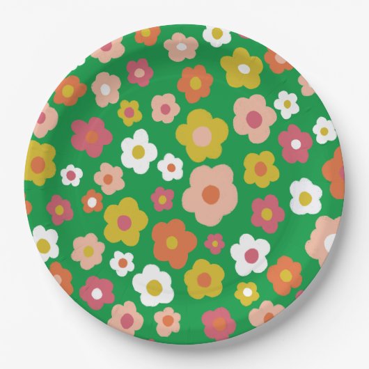 Groovy Daisies Floral BIRTHDAY PARTY CUSTOM Pappteller (Vorderseite)