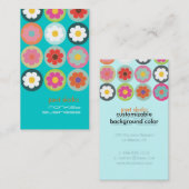 Groovy Daisies, fluoreszierend aquamarin Visitenkarte (Vorne/Hinten)